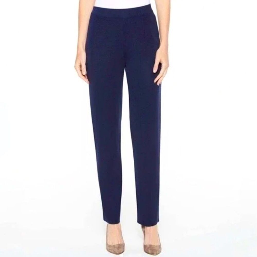 Misook Straight Leg Pull On Knit Pants sz XS Navy Blue